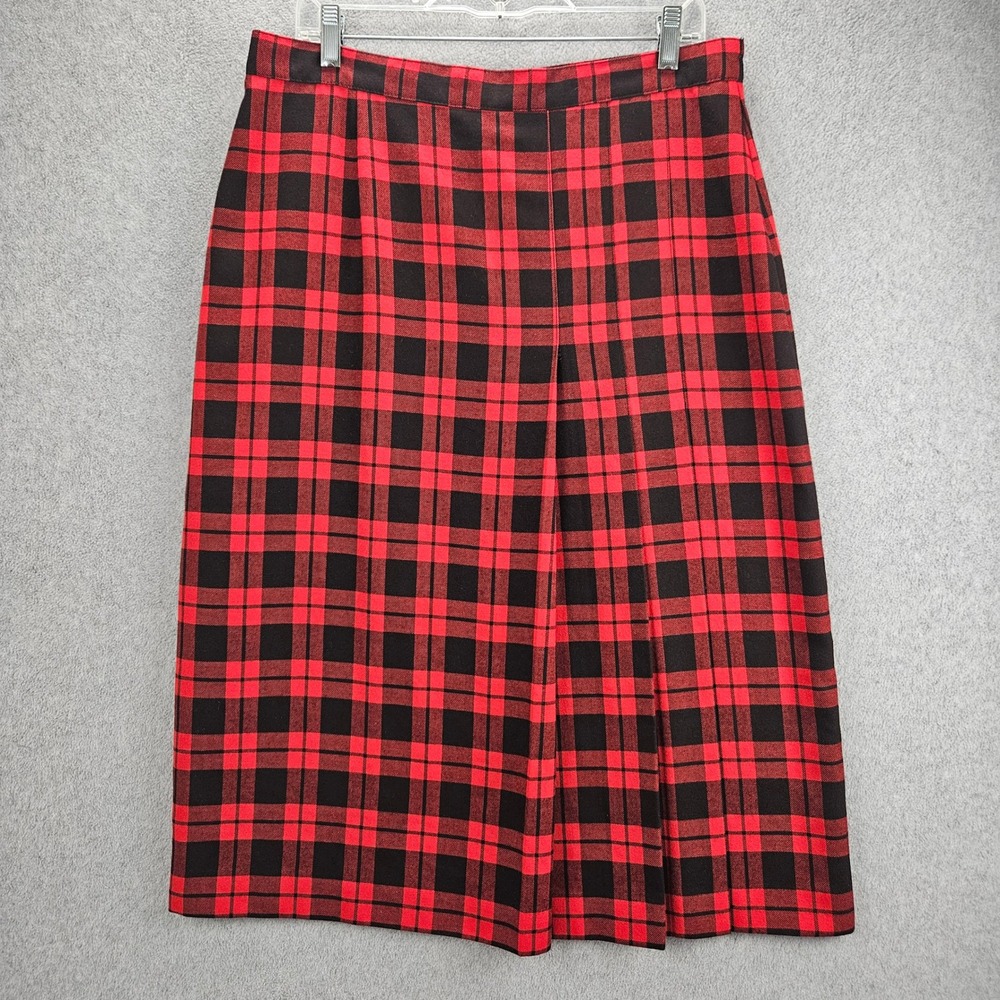 TOWNE ORIGINALE Skirt Women M Red Plaid Pleated Midi Vintage Holiday Academia